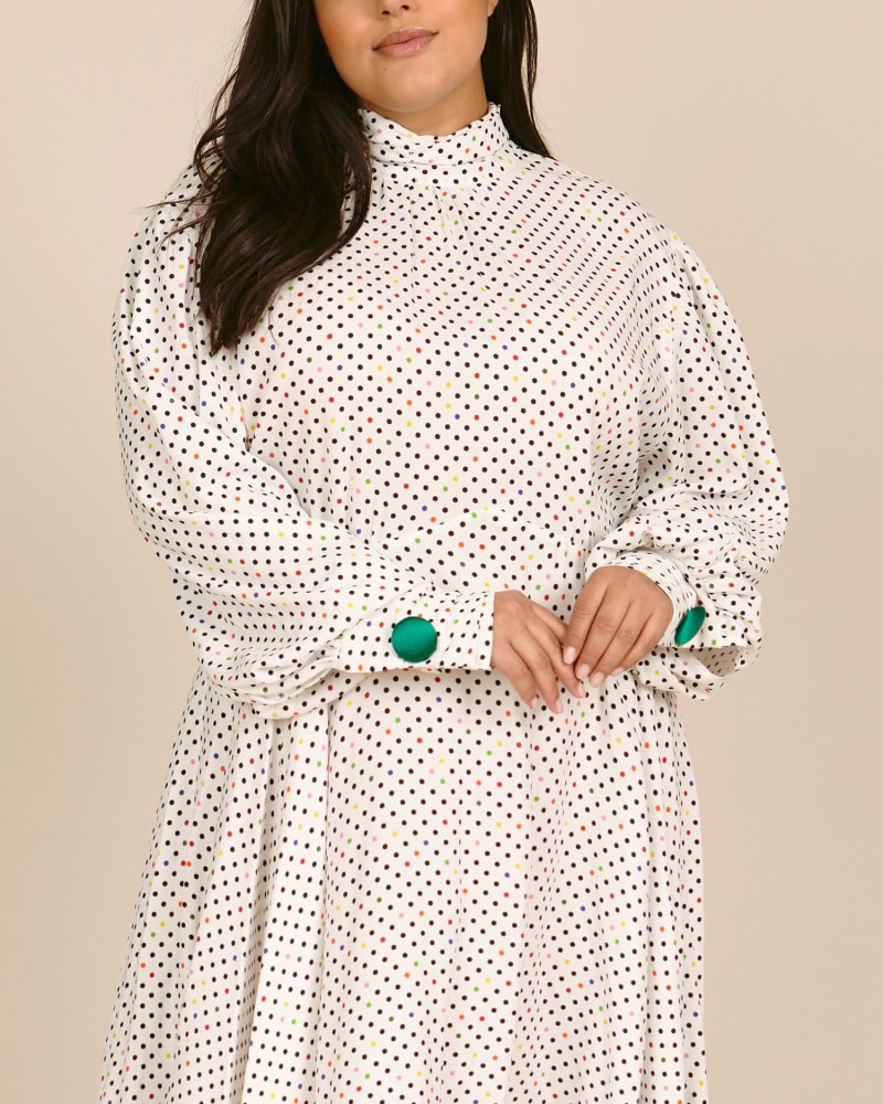High neck discount polka dot dress